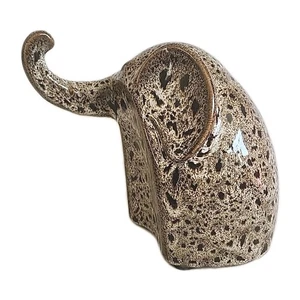 Estatuilla de elefante de cerámica Pier 1 marrón esmalte salpicado estatuilla artística 6,5" - Imagen 1 de 6