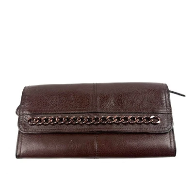 B Makowski Cartera Plegable Cuero Marrón Bolso sin asas Organizador Herrajes de Cobre Foto 1 de 4