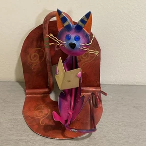 Vintage 90er Jahre "Miau Miau" bunte Katze hält Buch Lesen - Bild 1 von 17