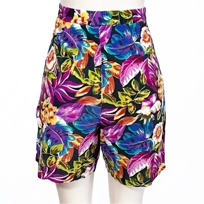 Silk Tropical Print High Waist Bermuda Shorts SZ M - Изображение 1 из 4