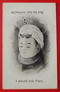 Postcard Two-Way Face,Would Ask Papa & Has Toothache,Humour.Postmark Derby 1966 - Picture 1 of 3