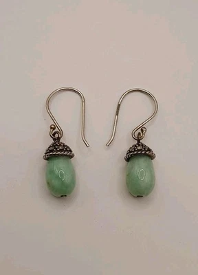 Pendientes colgantes de plata de ley y jade de marcasita 925  Foto 1 de 4