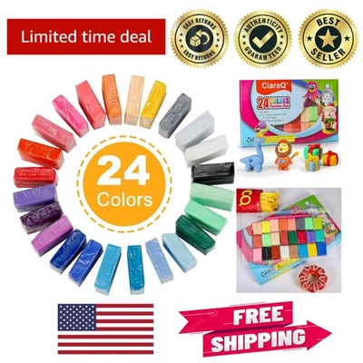 Kit artesanal de arcilla polimérica brillante de 24 colores - no tóxico, horno hornear para juego creativo Foto 1 de 4