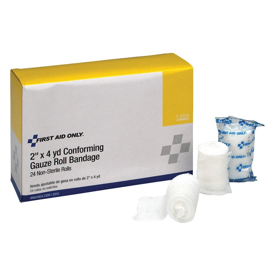 FIRST AID ONLY 5-6600G Gauze Roll,White,4yd L,2"W,PK24 39N988 - Image 1 of 1