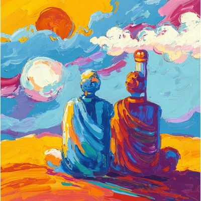 Two Sages Looking at Sunrise  Peter Max | Art Giclee Museum 24x24| COA 1/25 V18 - Image 1 of 4