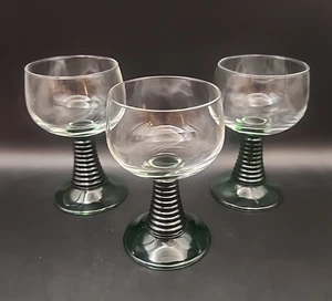 3 copas de vino vintage francesas ARC verde esmeralda con tallo de colmena 0,2 L - Imagen 1 de 11