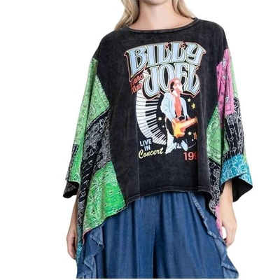 Poncho Top Boho de Terciopelo Azul Billy Joel Patchwork Manga Gran Tamaño S/M Foto 1 de 4