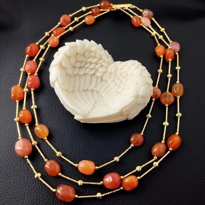 Real Carnelian Agate Multi Strands Necklace Beaded Statement Jewelry Gift - Picture 1 of 7