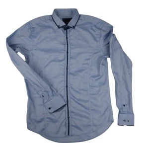 eight X Premium Shirt Mens Large Button Down Blue Contrasting Trim Barrel Cuff - Picture 1 of 8