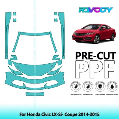 Película de protección de pintura precortada PPF para Honda Civic LX-Si- cupé 2014-2015 Foto 1 de 4