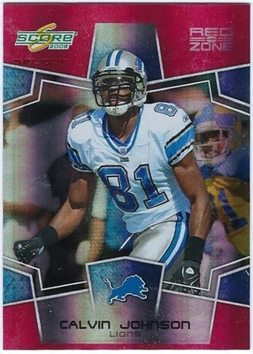 2008 SCORE #101 CALVIN JOHNSON RED ZONE SSP Refractor 06/50 RARE! - Image 1 of 2