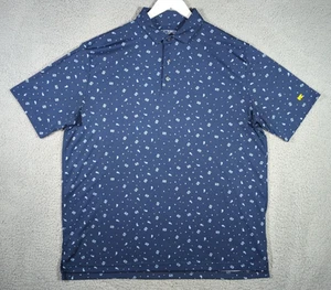 Jack Nicklaus Golf Polo Mens 2XL Paisley Pattern Short Sleeve Shirt - Navy Blue - Picture 1 of 12