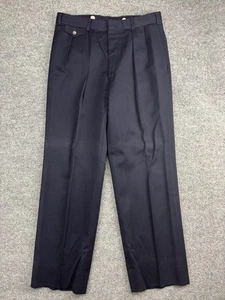 Polo Ralph Lauren Pants Mens 34x29 Navy Blue Pleated Wool Dress Classic Fit - Picture 1 of 8