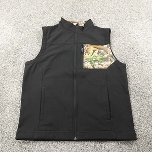 Realtree Vest Mens M Black Camo Softshell Zip Jacket Coat Hunting Outdoor Hiking - Picture 1 of 9