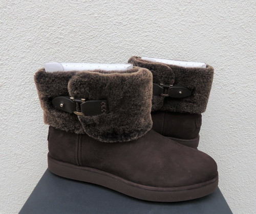 UGG DARK ROAST CLASSIC BERGE MINI STIVALI SCAMOSCIATI PELLE DI PECORA DONNA US 7 EUR 38 NUOVI CON SCATOLA