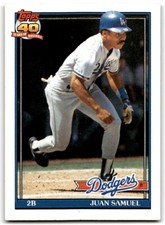 1991 Topps Baseball Card Juan Samuel Los Angeles Dodgers #645