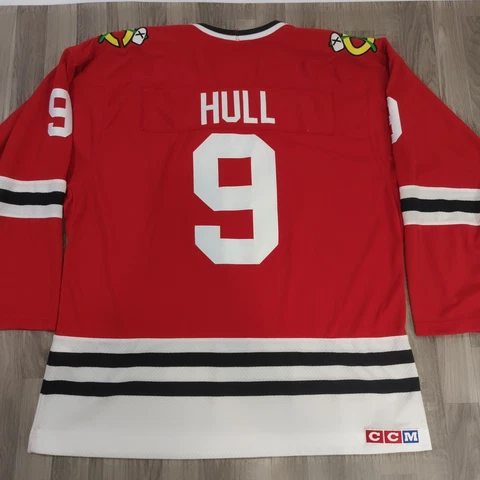 Vtg Bobby Hull CCM NHL Chicago Blackhawks Heroes Of Hockey Red Jersey Mns Sz XXL Cover
