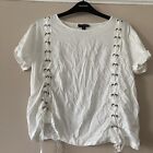 Topshop @ asos punk 90s Festival cropped white T Shirt with lace up detail Sz 10