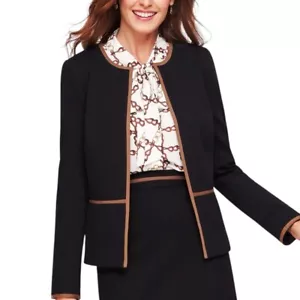 Neu mit Etikett Talbots schwarzer Blazer Gr. 16 italienischer Stoff vorne offen maßgeschneidert Karriere Büro - Bild 1 von 11