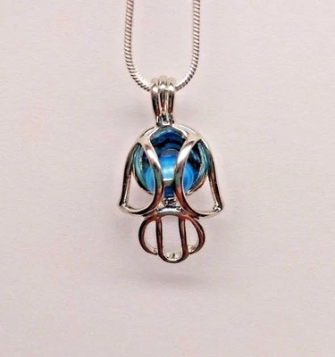 Collar Colgante Jaula Perla Make a Wish - Mano Hamsa - Cadena 925 + Perla Incluida Foto 1 de 4