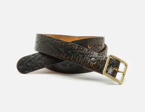 RE/DONE getragener brauner Gürtel mit geprägter quadratischer Schnalle - XS - 188 $ NEU - Bild 1 von 7