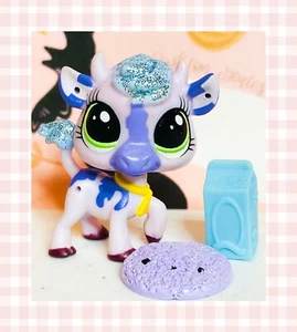 ❤️Authentic Littlest Pet Shop #4084 Purple Lavender Sparkle Blue Glitter Cow❤️ - Picture 1 of 7