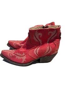 Corral Women’s Red Laser Ankle Boots Size 7 1/2” Zip Up Sides Nice Tread! - Picture 1 of 6