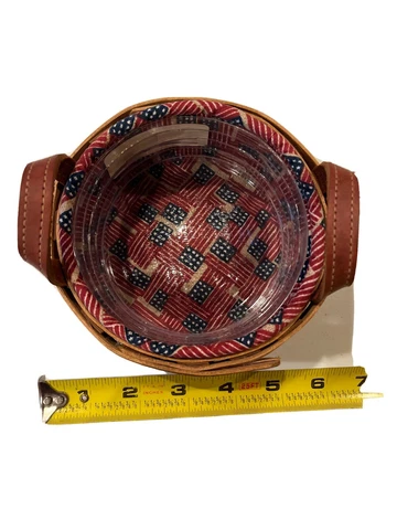 Longaberger small round basket | Leather handles, liner, and protector Cover