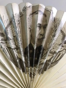 ADMIRAL GEORGE DEWEY 1898 Spanish - American War Hand Fan Oiled Cloth ***RARE*** - Picture 1 of 12