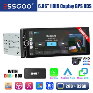DAB+ Autoradio 1 DIN Carplay Android 13 GPS Navi Touchscreen Mit Rückfahrkamera - Bild 1 von 16