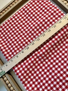Red And White Gingham Check Cotton Woven Fabric By The Yard - Picture 1 of 4