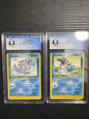 💧💎💧Error Miscut - 2 Totodile Cards - Neo Genesis #80 & 81 - 1st Edition💧💎💧 - Image 1 of 4