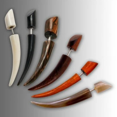 Fake Piercing Expander Ohrring Ohrstecker Plug Tunnel Taper Horn Knochen Holz  - Bild 1 von 2