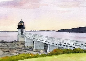 Impresiones artísticas en acuarela mate Marshall Point Lighthouse Port Clyde Maine - Imagen 1 de 2