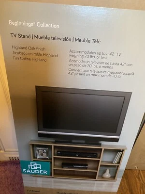 Панельная подставка Sauder Beginnings для телевизоров до 80 дюймов отделка Highland Oak - Изображение 1 из 2
