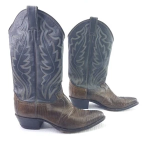 Justin Vintage Boots 8325 Size 8 D Lizard Skin Leather Mens Western Cowboy Boots - Picture 1 of 10