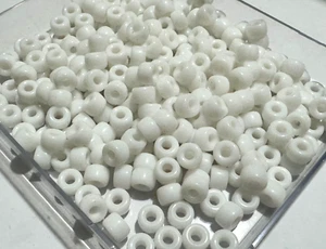 (400 PCS) SHORT CYLINDRICAL MURANO GLASS BEADS Ø8.5MM, MILK WHITE - Picture 1 of 4