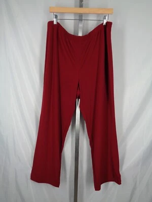 Bob Mackie 液体旅行针织裤 XL 码弹性腰拉烧红色新品 — 第 1/4 张图片