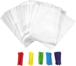Small Cellophane Bags, Clear Gift Treat Bags for Candy, Cake Pops, Goodies & Par - Picture 1 of 8