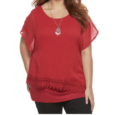 AB Studio Women Top Tunic Blouse Size 3X Red Siphon NWT $56 - Image 1 of 3