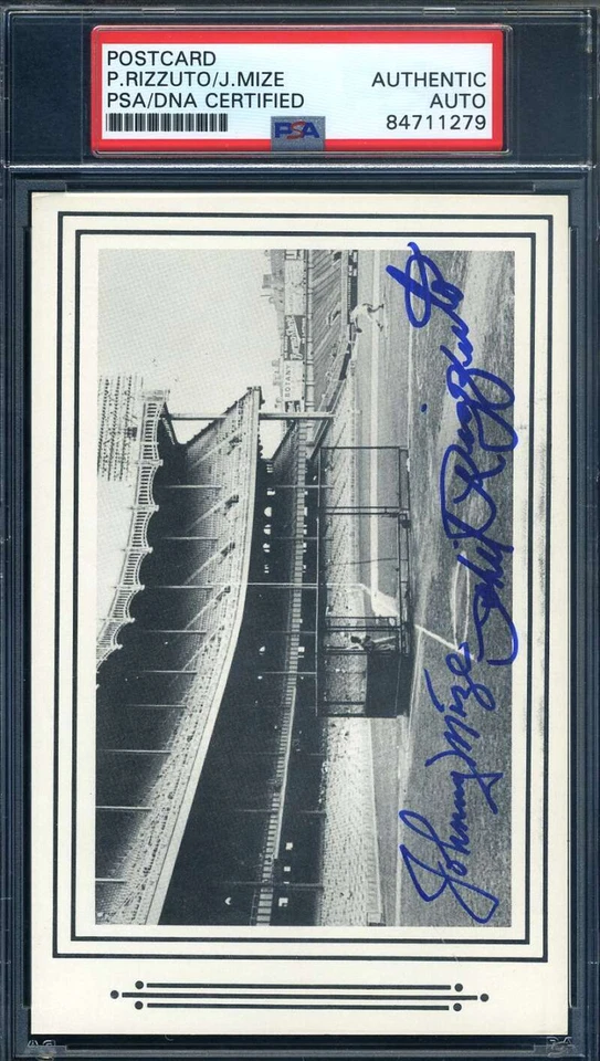 Phil Rizzuto Johnny Mize PSA DNA Signed Photo Postcard New York Yankees Auto - Image 1 of 1