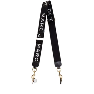 Marc Jacobs The Logo Webbing Dot Snapshot Strap Black/Gold - Picture 1 of 3