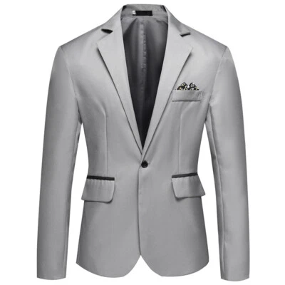 Chaqueta de Esmoquin Para Hombre Solapa Muescada Un Botón Traje Blazer para Cena Boda Baile de graduación Foto 1 de 4