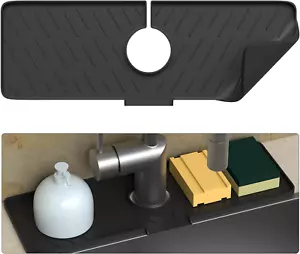 Kitchen Sink Splash Guard 17.7 X 5.9 Inch, Toovem Silicone Faucet Mat Sink Splas - Picture 1 of 12