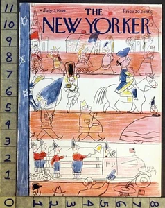 4 de julio 1949 Día de la Independencia Desfile Fuego Rea Irvin Arte New Yorker Cubierta FC1422 - Imagen 1 de 1