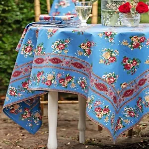 Mantel April Cornell Estella Rose 54 x 54 paño de desayuno azul francés rojo - Imagen 1 de 4