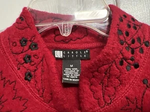 Carole Little Vintage 100% Wool Embroidered Braided Button Sweater Size Medium - Picture 1 of 18