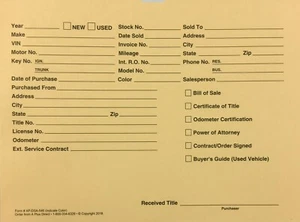 Vehicle Deal Jackets/Envelopes for Auto Sales AP-DSA-546 Buff • Qty 500 (P12) - Picture 1 of 4