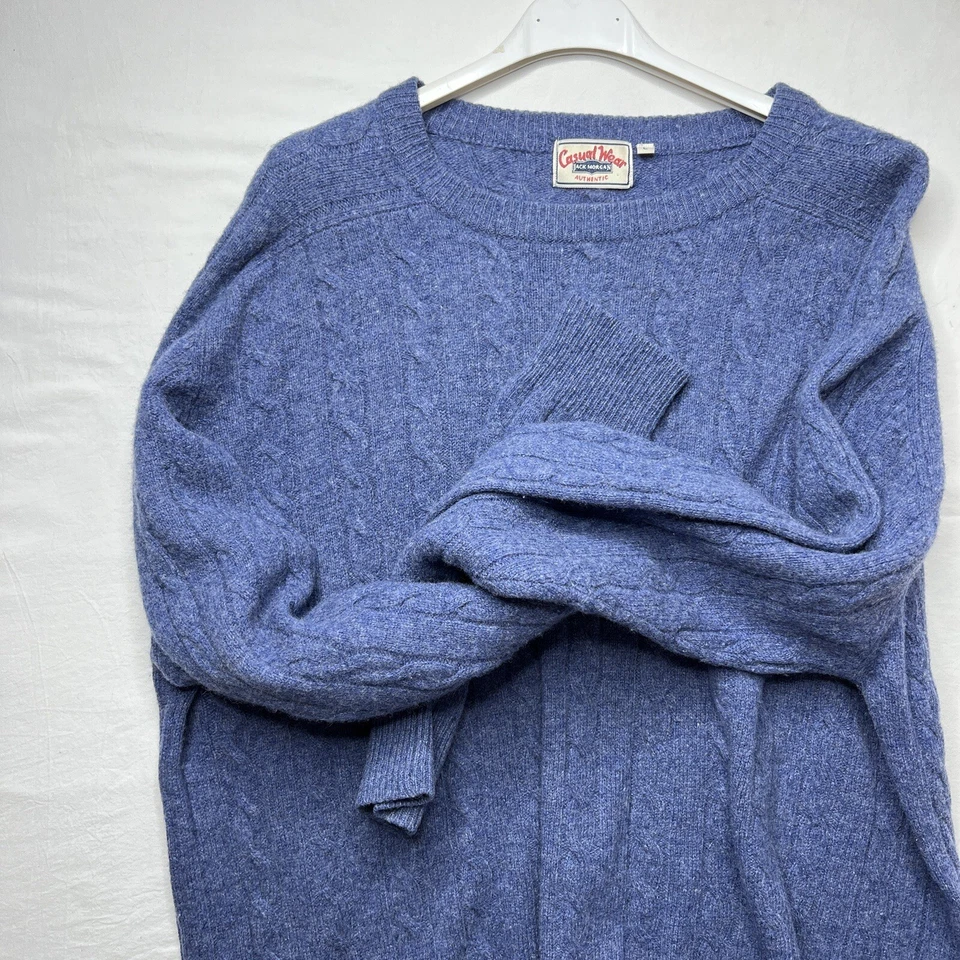 LARGE LAMBS WOOL JACK MORGAN MEN BLUE SWEATER PULLOVER Round Neck Jumper Size L - Imagen 1 de 4