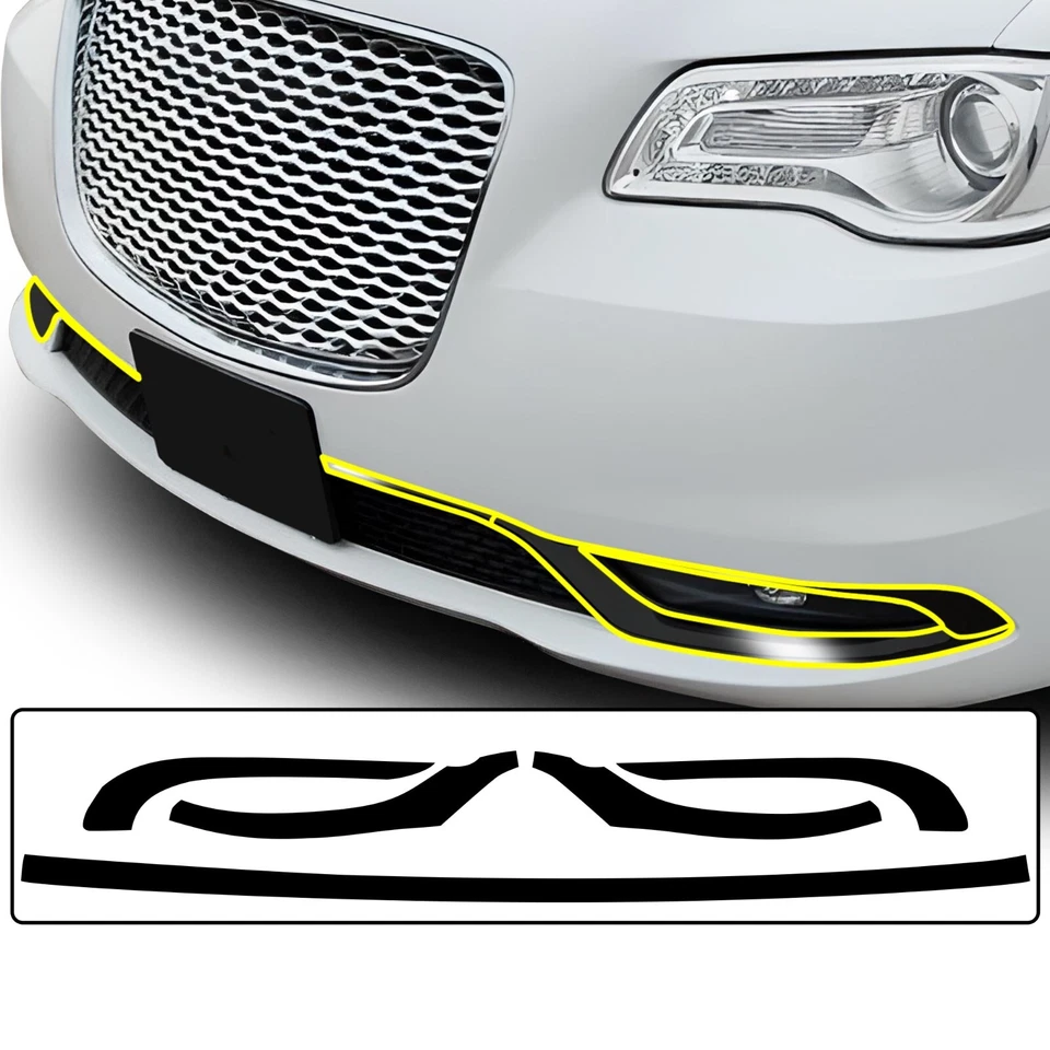 Fit Chrysler 300 Front Bezel Lip Chrome Delete Overlay Decal Blackout Trim - Image 1 of 4